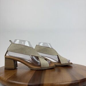 New Womens Andre Assous Naira Linen Featherweights Beige Strappy Sandals Size 39